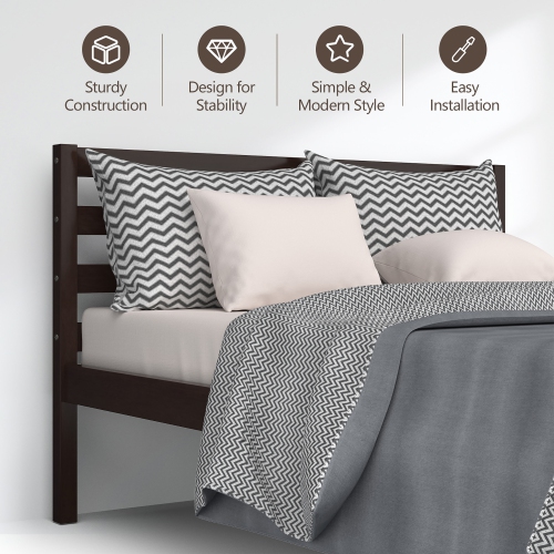 Costway Twin Size Wood Platform Bed Frame with Headboard Slat Support Mattress