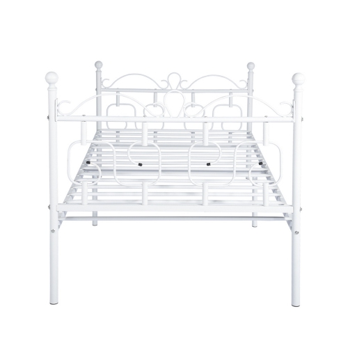 FurnitureR White Twin Size,Mattress Foundation Bed Frames with Special Headboard and Footboard Sturdy Metal Platform Frame Assemble Easily Mattress