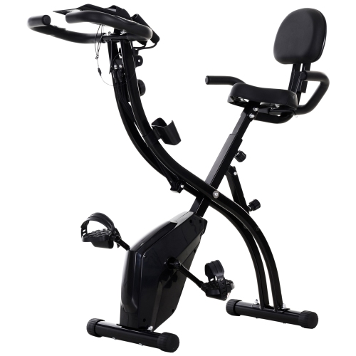Soozier 2 in 1 Upright Exercise Bike Stationary Foldable Magnetic Recumbent Cycling with Arm Resistance Bands