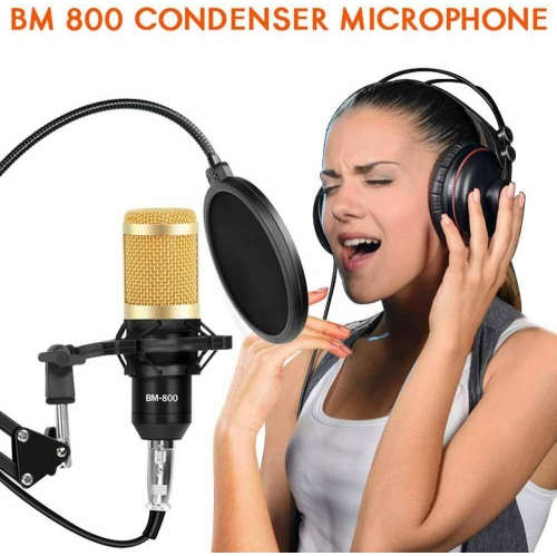 Condenser Microphone Bundle Kit Studio Audio Recording with Adjustable Arm Stand