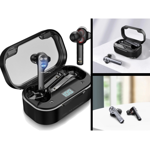 True Wireless Earbuds Bluetooth 5.0 compatible with Android, Apple Airpod, PC. Touch Controls, Super Stereo Bass Sound, 5H Playtime, Noise