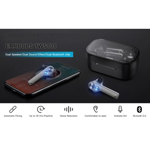 True Wireless Earbuds Bluetooth 5.0 compatible with Android, Apple Airpod, PC. Touch Controls, Super Stereo Bass Sound, 5H Playtime, Noise