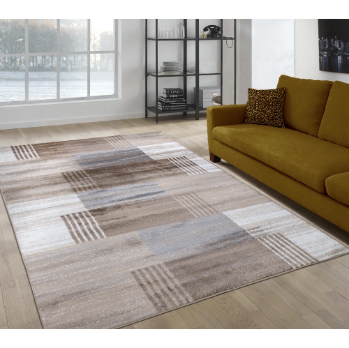 A2Z Paris 1948 Beige Striped Faded Modern Geometric Soft Runner Area Rug Tapis Carpet 2'6" x 4'9" ft