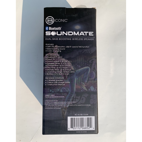 Biconic BC-AU-BS-115-BK SOUNDMATE Dual Bass Boosting Wireless Speaker