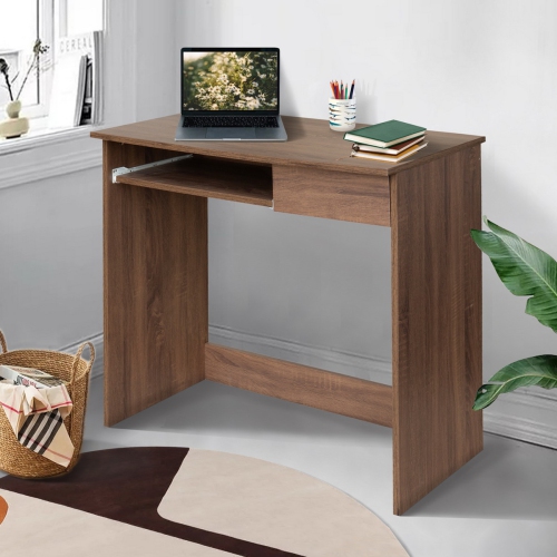 HOMY CASA Small Computer Desk Organizers Writing Standing Desk with Drawer Office Table with Drawer for Home Office Laptop Desk Collection, Walnut