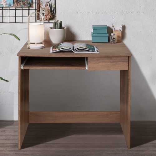 HOMY CASA Small Computer Desk Organizers Writing Standing Desk with Drawer Office Table with Drawer for Home Office Laptop Desk Collection, Walnut