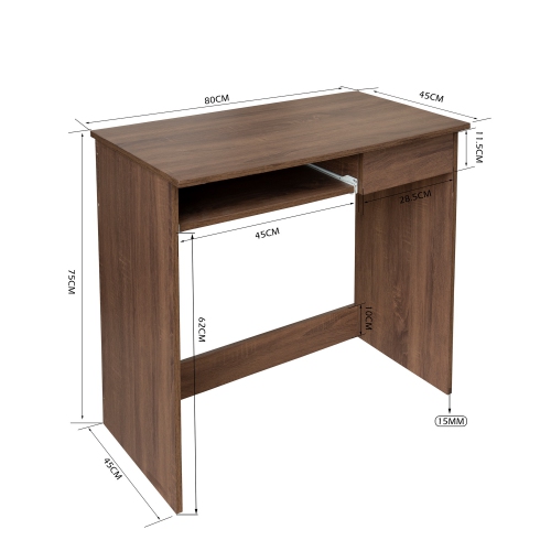HOMY CASA Small Computer Desk Organizers Writing Standing Desk with Drawer Office Table with Drawer for Home Office Laptop Desk Collection, Walnut