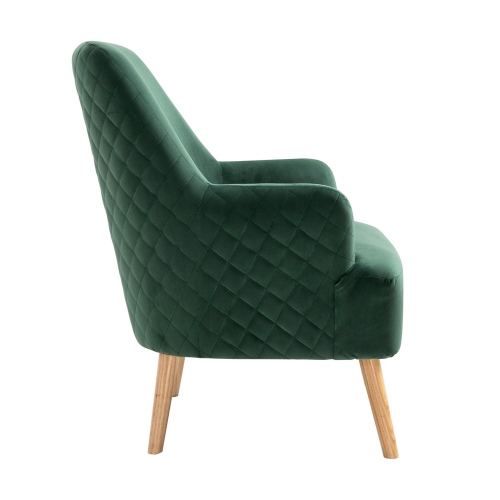 FurnitureR Classic Velvet Fabric Soft Desk Chair Leisure Sofa Chair with Wooden Legs