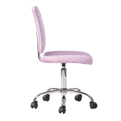 FurnitureR Office Chair Ergonomic Computer Task Desk Chair Armless Mid Back Pink Velvet Upholstery Height Adjustable for Home Offcie