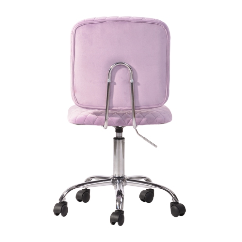 FurnitureR Office Chair Ergonomic Computer Task Desk Chair Armless Mid Back Pink Velvet Upholstery Height Adjustable for Home Offcie