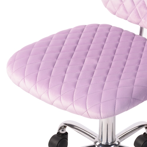 FurnitureR Office Chair Ergonomic Computer Task Desk Chair Armless Mid Back Pink Velvet Upholstery Height Adjustable for Home Offcie