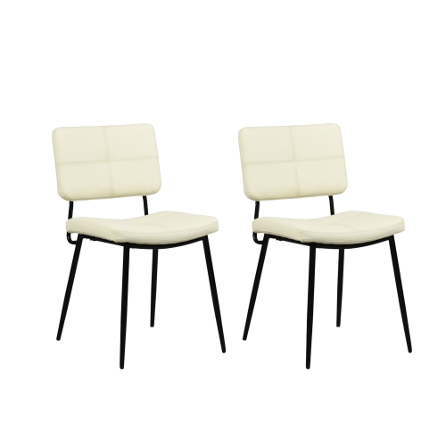 HOMY CASA Industrial Dining Chairs Set of 2, Beige Dining Room Chiars,Side Chairs Ergonomical Comfort Faux Leather Upholstery for Dining Room