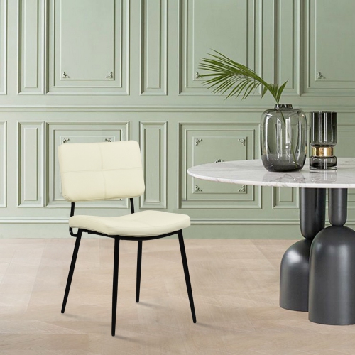 HOMY CASA Industrial Dining Chairs Set of 2, Beige Dining Room Chiars,Side Chairs Ergonomical Comfort Faux Leather Upholstery for Dining Room