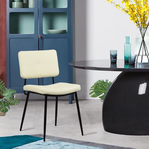 HOMY CASA Industrial Dining Chairs Set of 2, Beige Dining Room Chiars,Side Chairs Ergonomical Comfort Faux Leather Upholstery for Dining Room