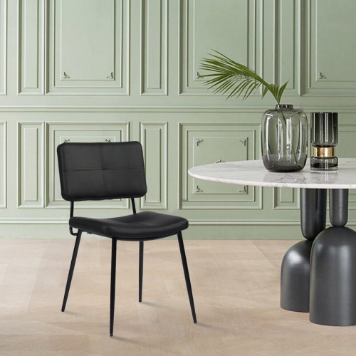 FurnitureR Set of 2 Mid-Century Modren Dining Chairs Side Chairs Industrial Ergonomical Comfort Faux Leather Upholstery for Kitchen and Dining