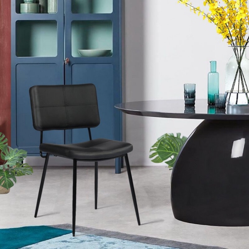 FurnitureR Set of 2 Mid-Century Modren Dining Chairs Side Chairs Industrial Ergonomical Comfort Faux Leather Upholstery for Kitchen and Dining