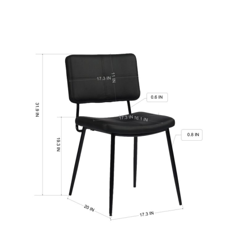 FurnitureR Set of 2 Mid-Century Modren Dining Chairs Side Chairs Industrial Ergonomical Comfort Faux Leather Upholstery for Kitchen and Dining