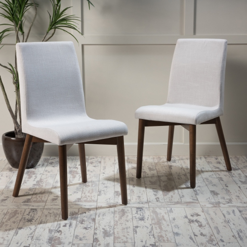Orrin Light Beige Fabric/ Walnut Finish Dining Chair