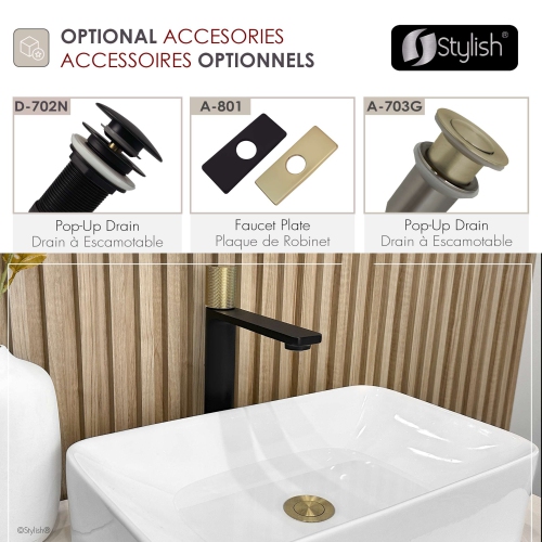 Nessa Single Handle 12 1/2" Matte Black with Gold Vessel Bathroom Faucet B-122NG