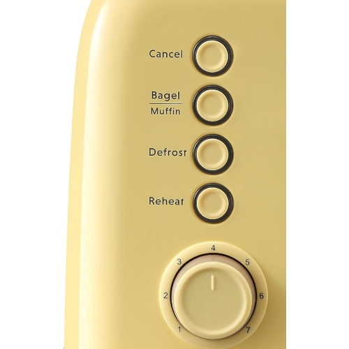 BUYDEEM DT620-MY 2-Slice Extra Wide Slots Toaster Retro Stainless Steel with High Lift Lever - Mellow Yellow
