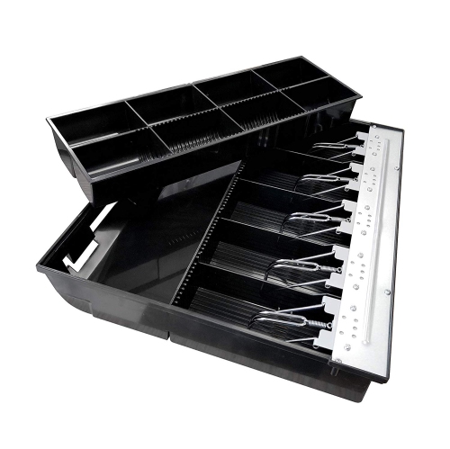 18" POS Heavy Steel Cash Drawer with 5 Bill slots Best fit for Canadian & US bills, Removable Cash Tray, and 3-Position Lock