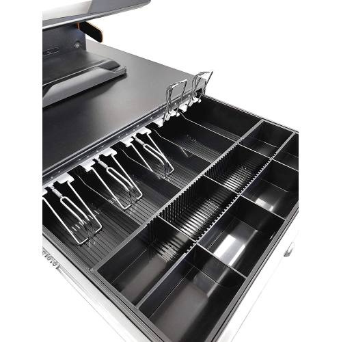 18" POS Heavy Steel Cash Drawer with 5 Bill slots Best fit for Canadian & US bills, Removable Cash Tray, and 3-Position Lock