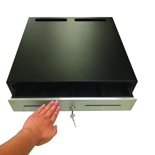 18" POS Heavy Steel Cash Drawer with 5 Bill slots Best fit for Canadian & US bills, Removable Cash Tray, and 3-Position Lock
