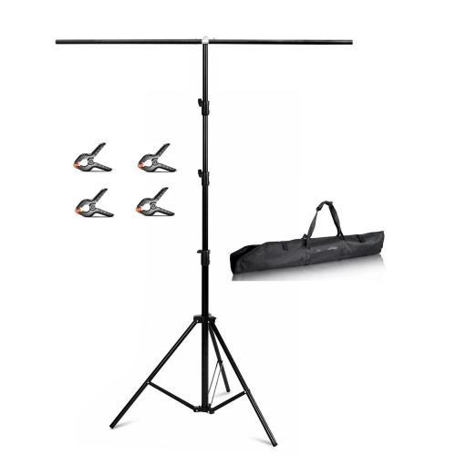 Duramex 8.5 x 5ft T Shaped Photo Backdrop Background Stand 2.6 x 1.5m with 4 Clamps and Carry Bag and Heavy Duty Clamps Support System Kit for Photo