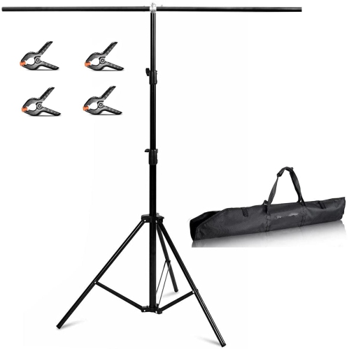 Duramex T Shaped Photo Backdrop Background Stand 1.5x2m with 4 Clamps and Carry Bag and Heavy Duty Clamps