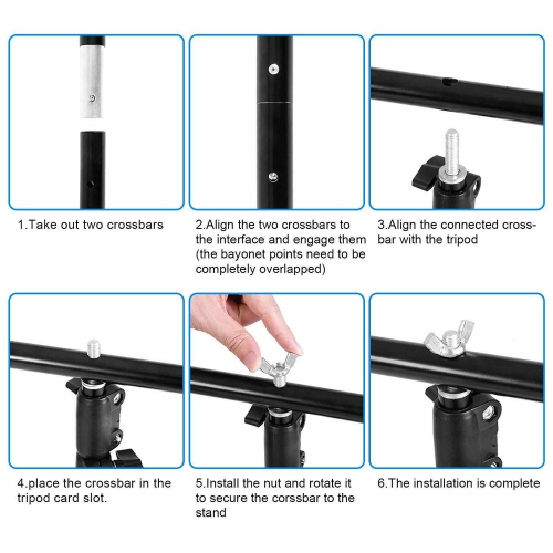 Duramex 8.5 x 5ft T Shaped Photo Backdrop Background Stand 2.6 x 1.5m with 4 Clamps and Carry Bag and Heavy Duty Clamps Support System Kit for Photo