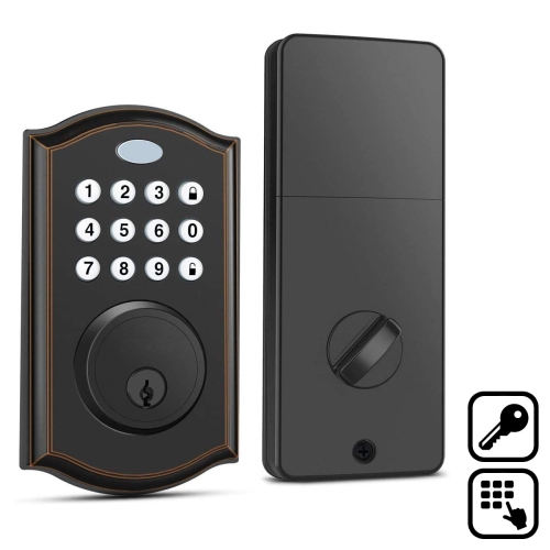 Smart Keypad Door Lock with 50 access codes, 1-touch auto-locking and alarm