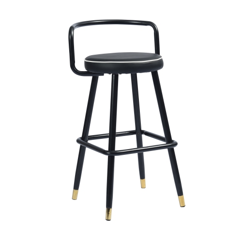Bar Stools Soft Faux Leather Round Seat, Low Back Faux Leather Bar Stools