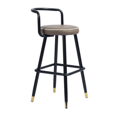 Bar Stools Soft Faux Leather Round Seat, Round Seat Bar Stool With Back