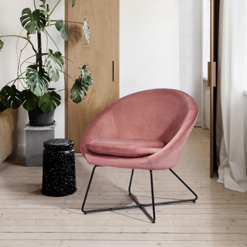 FurnitureR Accent Chair Armchair Fashion Velvet Fabric Upholstery Accent Chairs for Living Room Bedroom,Rose