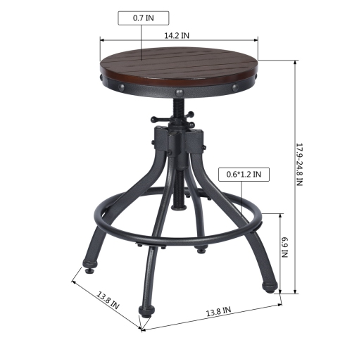 FurnitureR Set of 3 Counter Height Bar Stools Dining Set Adjustable Height Swivel Counter Stools Dining Table