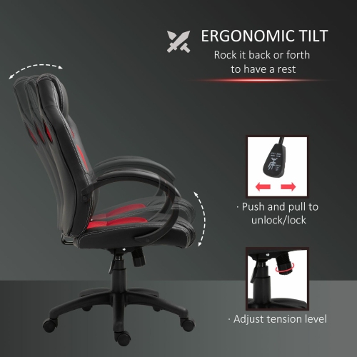 Ergonomic Rac Car Style Office Gaming Chair Hydraulic Computer Chair Black Red