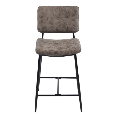 FurnitureR 24 Inch Counter Height Bar Stools Set of 2,Indoor Outdoor Sturdy Metal Frame Stools with Faux Leather Seat Barstools for Kitchen Island