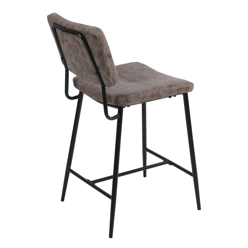 FurnitureR 24 Inch Counter Height Bar Stools Set of 2,Indoor Outdoor Sturdy Metal Frame Stools with Faux Leather Seat Barstools for Kitchen Island