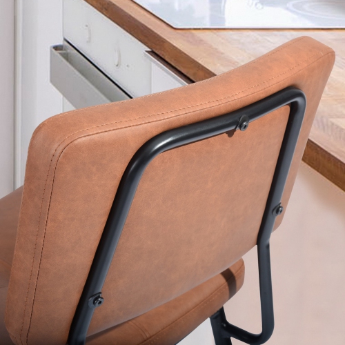 FurnitureR 24 Inch Counter Height Bar Stools Set of 2,Indoor Outdoor Sturdy Metal Frame Stools with PU Cover Seat Barstools for Kitchen Island Home