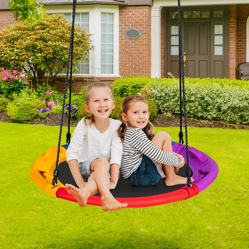Costway 40" Saucer Tree Swing Outdoor Round Platform Swing w/ Pillow & Handle