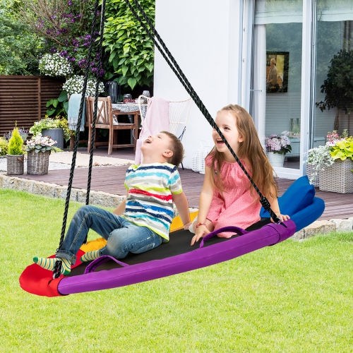Costway 40" Saucer Tree Swing Outdoor Round Platform Swing w/ Pillow & Handle
