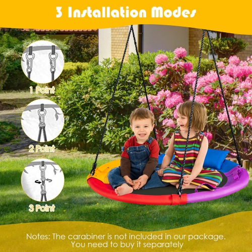 Costway 40" Saucer Tree Swing Outdoor Round Platform Swing w/ Pillow & Handle