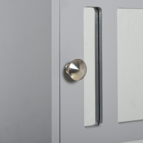 kleankin Bathroom Mirror Cabinet, Wall Mounted Medicine Cabinet, 3 Shelf Organizer for Kitchen, Grey