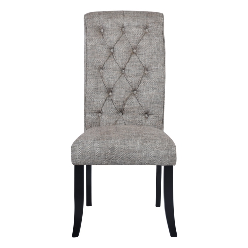 FurnitureR Set of 2 Albee Tufted Parsons Chair,Linen dining chair, Dark Grey