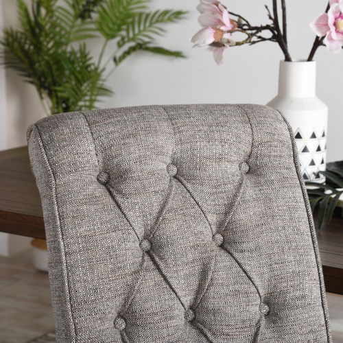 FurnitureR Set of 2 Albee Tufted Parsons Chair,Linen dining chair, Dark Grey