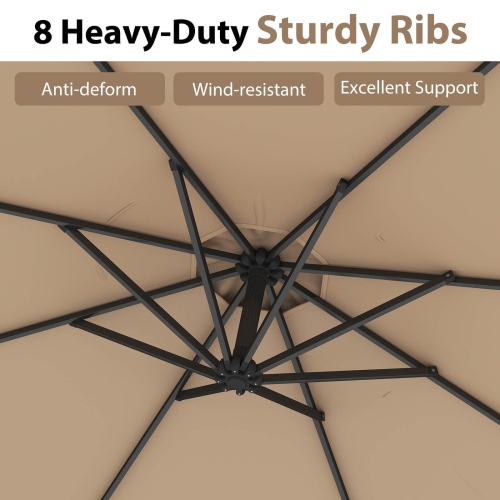Costway 10 FT Patio Offset Umbrella w/8 Ribs Cross Base Tilt