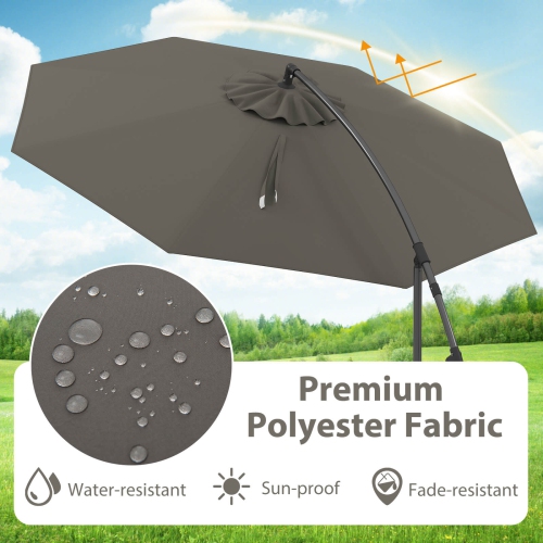 Costway 10 FT Patio Offset Umbrella w/8 Ribs Cross Base Tilt