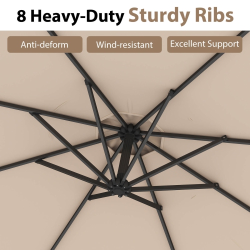 Costway 10 FT Patio Offset Umbrella w/8 Ribs Cross Base Tilt