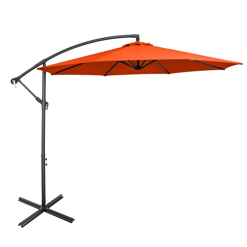 Costway 10 FT Patio Offset Umbrella w/8 Ribs Cross Base Tilt