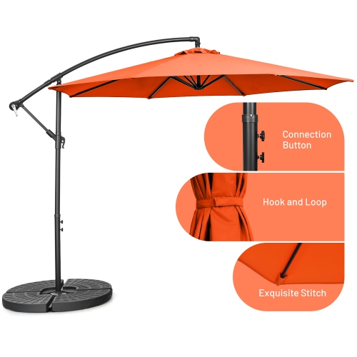 Costway 10 FT Patio Offset Umbrella w/8 Ribs Cross Base Tilt